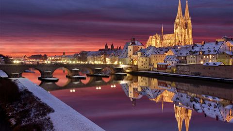 Sonnenuntergang Regensburg im Winter