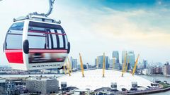 Seilbahn und Blick über London