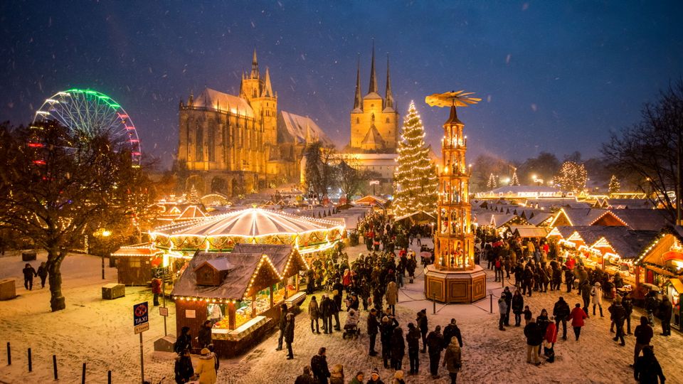 Erfurt, Weihnachtsmarkt im Schnee