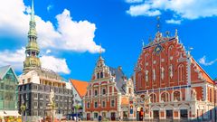 Riga, Petrikirche und Schwarzhäupterhäuser