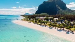 beach with mountain in Mauritius
