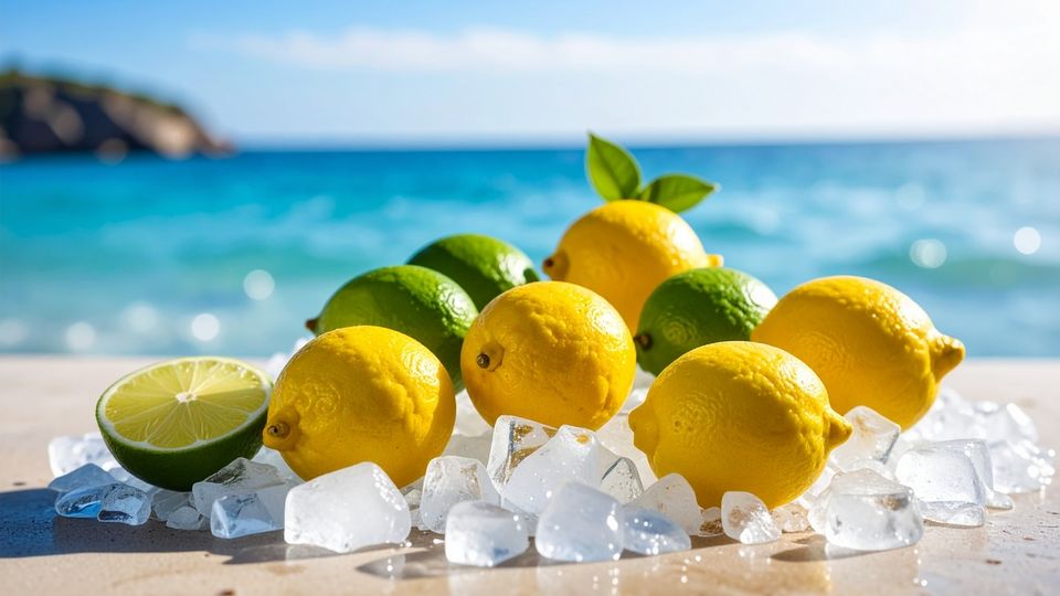 Zitronen auf Eis am Meer ©chocoPhotos, AdobeStock Zitronen auf Eis am Meer