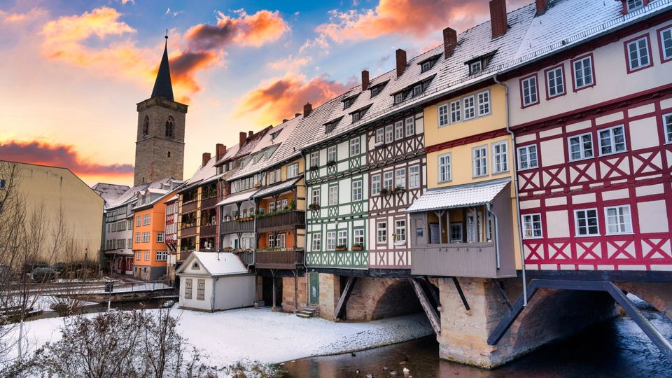 Krämerbrücke Winter Erfurt