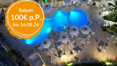 Luftaufnahme, Sicht auf Pool, Hotel La Praia, Button