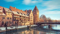 Nürnberg Fluss Pegnitz im Winter